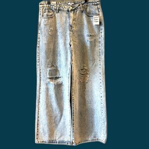 Be Responsible (BR) Wide-leg, Bleach-washed Distressed Jeans - NWT - Size 33